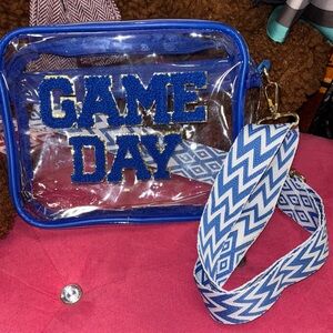 Clear Blue Game Day Bag with Chevron Strap